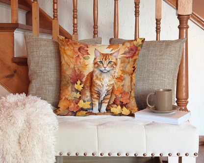 La Perm Cat in Fall Leaves Throw Pillow Caroline's Treasures