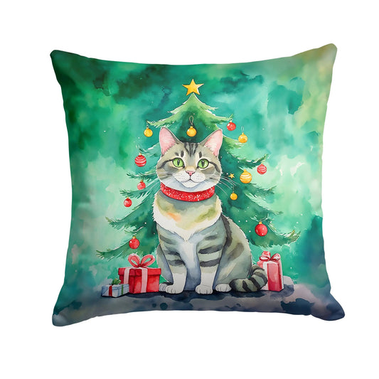 Raas Cat By the Christmas Tree Throw Pillow - Vivid Treasure Zone