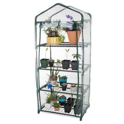 Durable 4-Tier Plant Stand Greenhouse with Zippered PVC Cover FastFurnishings