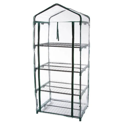 Durable 4-Tier Plant Stand Greenhouse with Zippered PVC Cover FastFurnishings