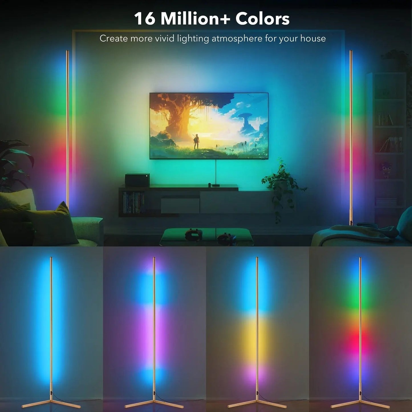 RGBCW Golden Corner Floor Lamp-2