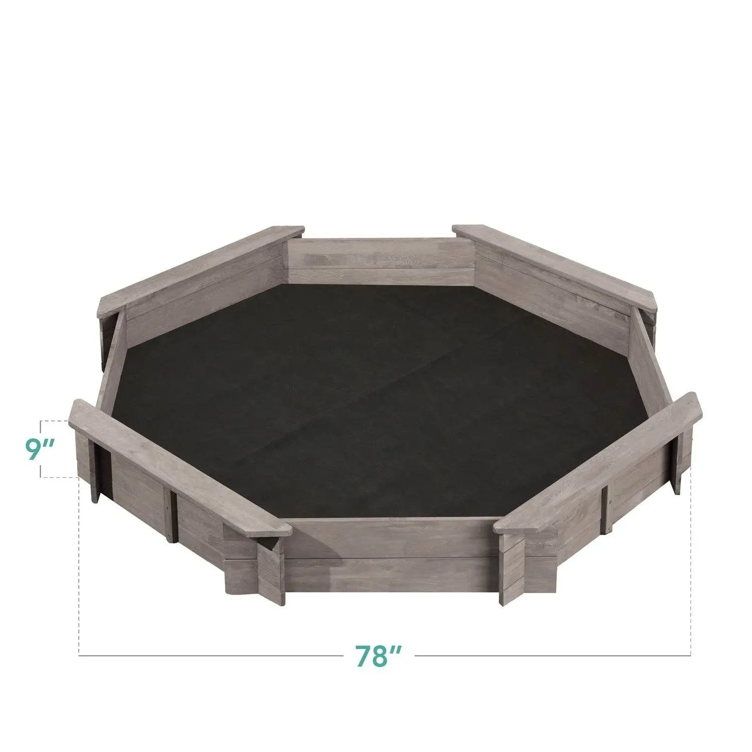 Outdoor Kid's Octagonal Sandbox in Grey Wood Finish-4