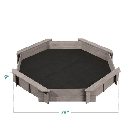 Outdoor Kid's Octagonal Sandbox in Grey Wood Finish-4