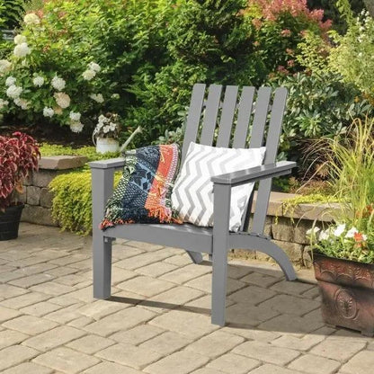 Indoor/Outdoor Acacia Wood Adirondack Lounge Armchair - Grey-2
