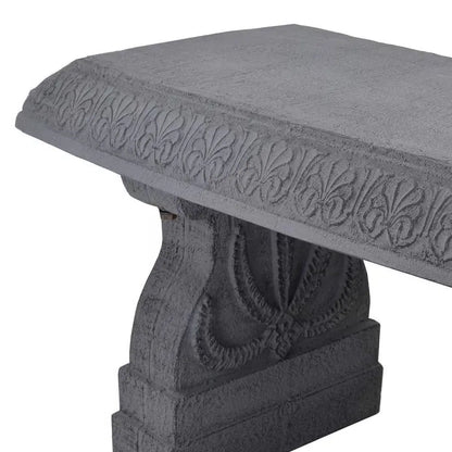 Outdoor Fiber-Clay Garden Bench in Grey Stone Finish FastFurnishings