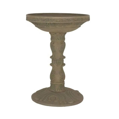 Outdoor Fiberglass Bird Bath in Aged Granite Stone Finish FastFurnishings