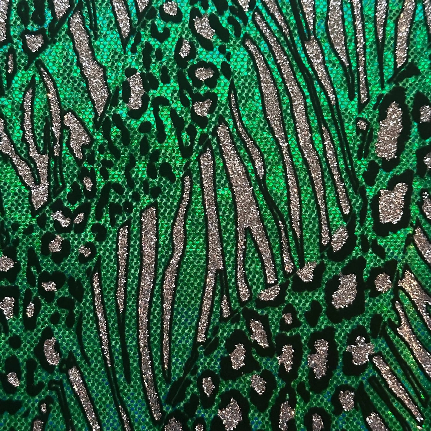 Cheetah Metallic Flocking Hologram Glitter Fabric in Nylon Spandex | Spandex Palace-8