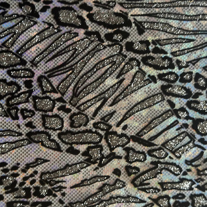 Cheetah Metallic Flocking Hologram Glitter Fabric in Nylon Spandex | Spandex Palace-5