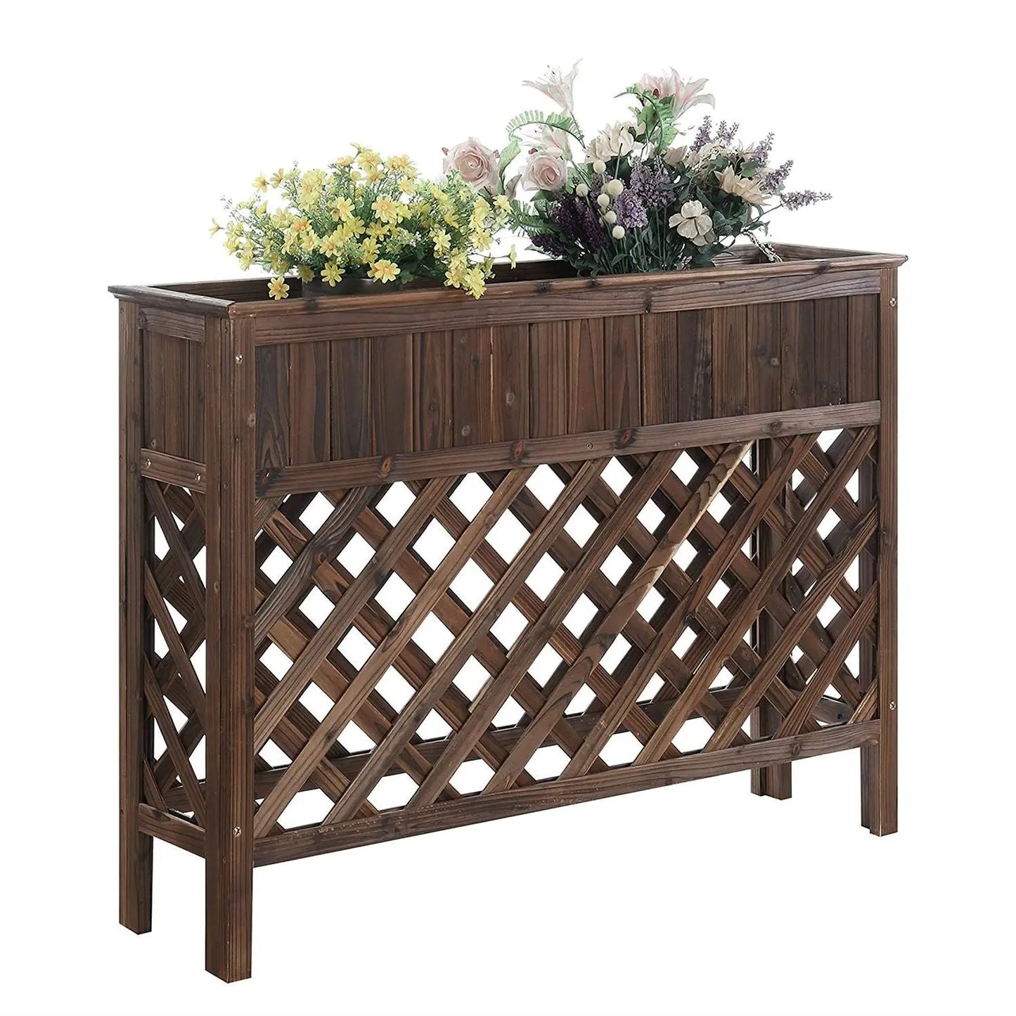Large Raised Patio Planter Weathered Cedar L 48" x W 12.5" x 35.5" FastFurnishings