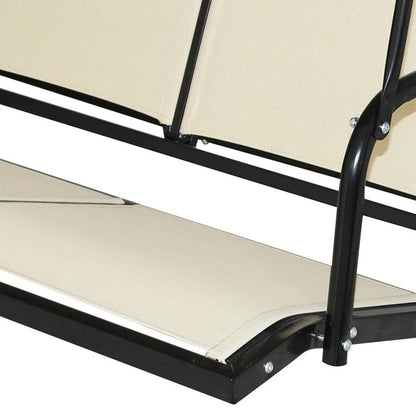 Outdoor Porch Patio 3-Person Canopy Swing in Light Brown-2