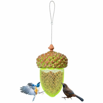 Outdoor Metal Mesh Bird Feeder with Metal Acorn Roof FastFurnishings