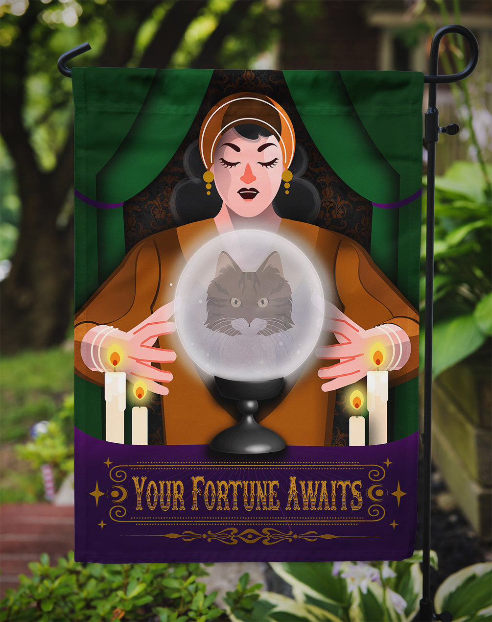 Norwegian Forest Cat Halloween Garden Flag Caroline's Treasures