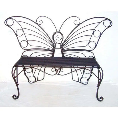Modern Outdoor Butterfly Garden Bench in Black Metal Finish FastFurnishings