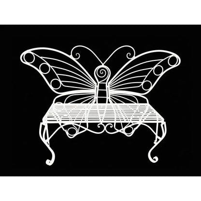 Modern Outdoor Butterfly Garden Bench in White Metal Finish FastFurnishings