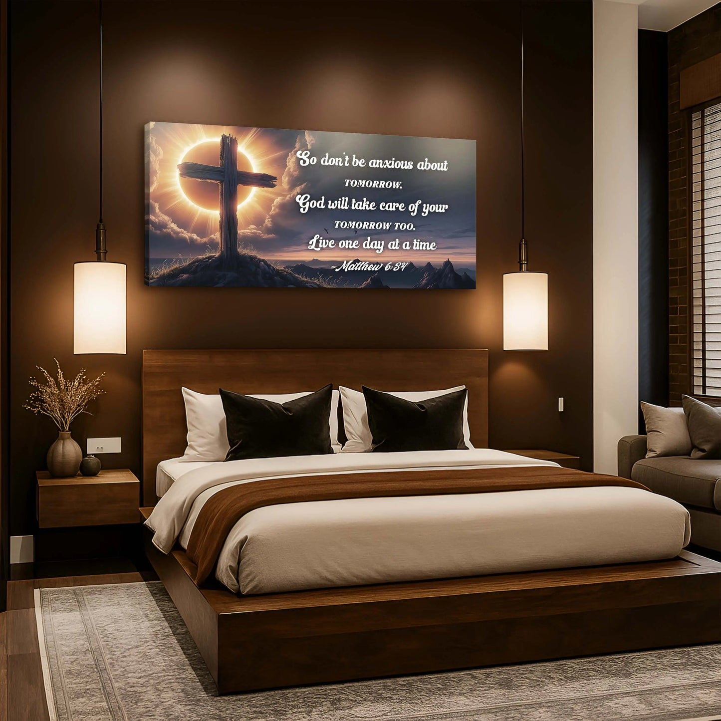 Matthew 6:34 - God Will Take Care of Your Tomorrow Faith Sign Tailored Canvases