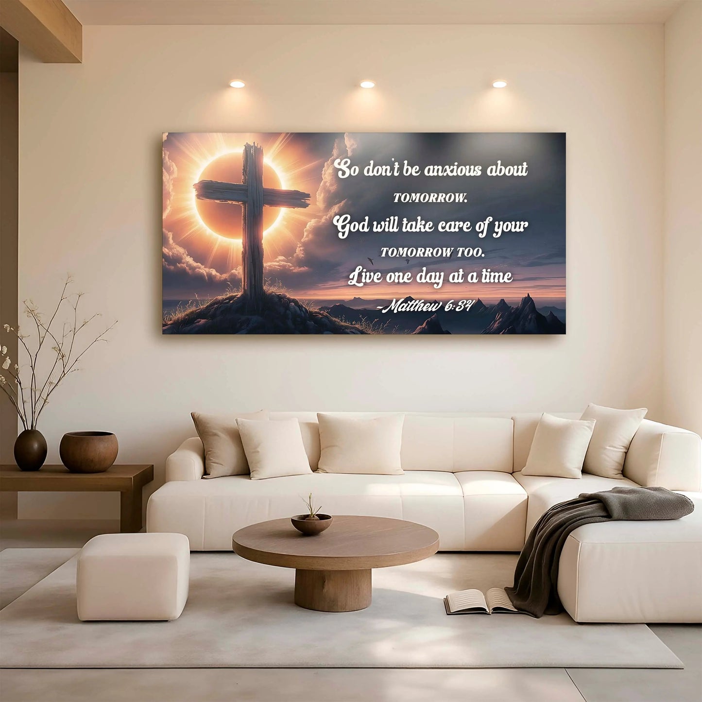 Matthew 6:34 - God Will Take Care of Your Tomorrow Faith Sign Tailored Canvases