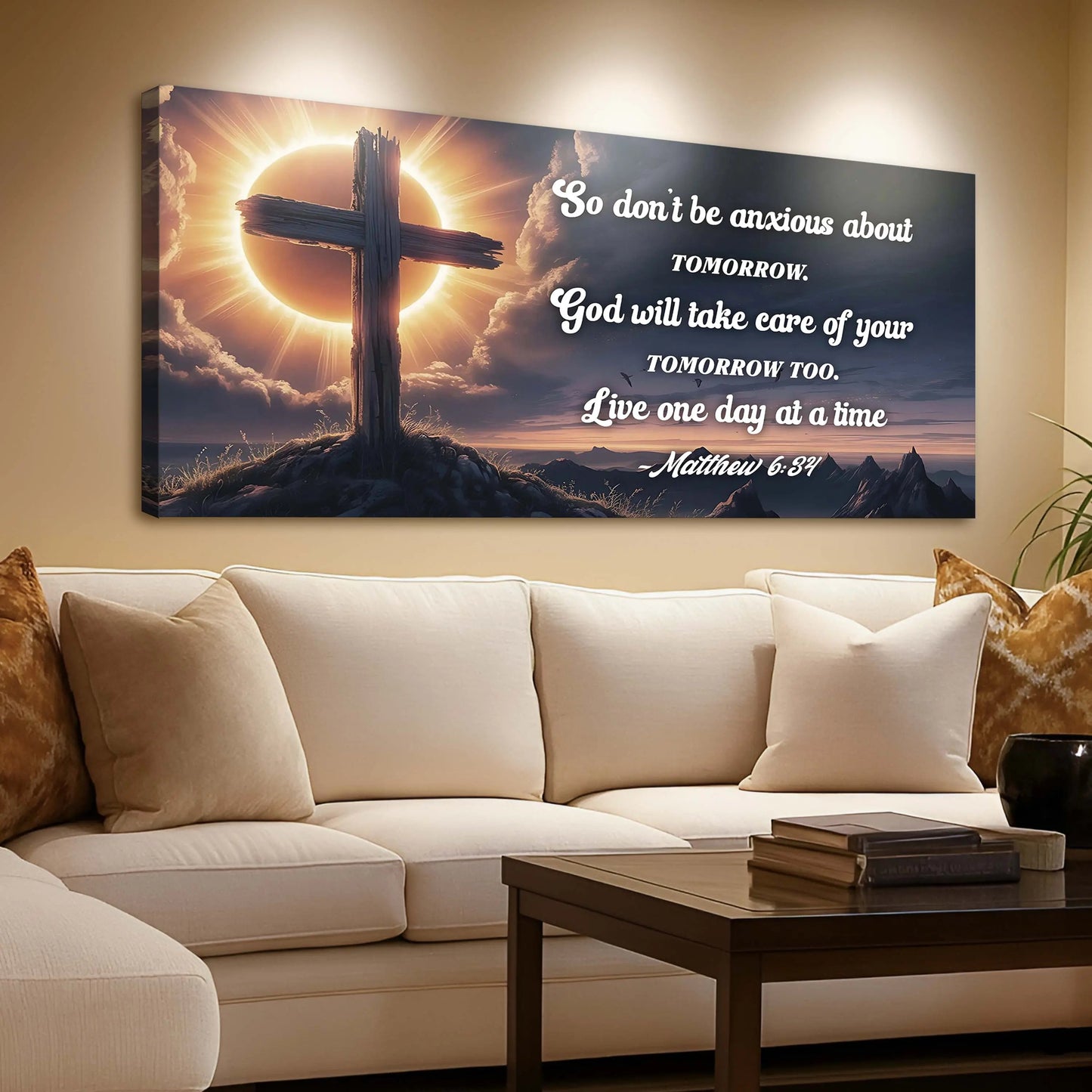 Matthew 6:34 - God Will Take Care of Your Tomorrow Faith Sign Tailored Canvases