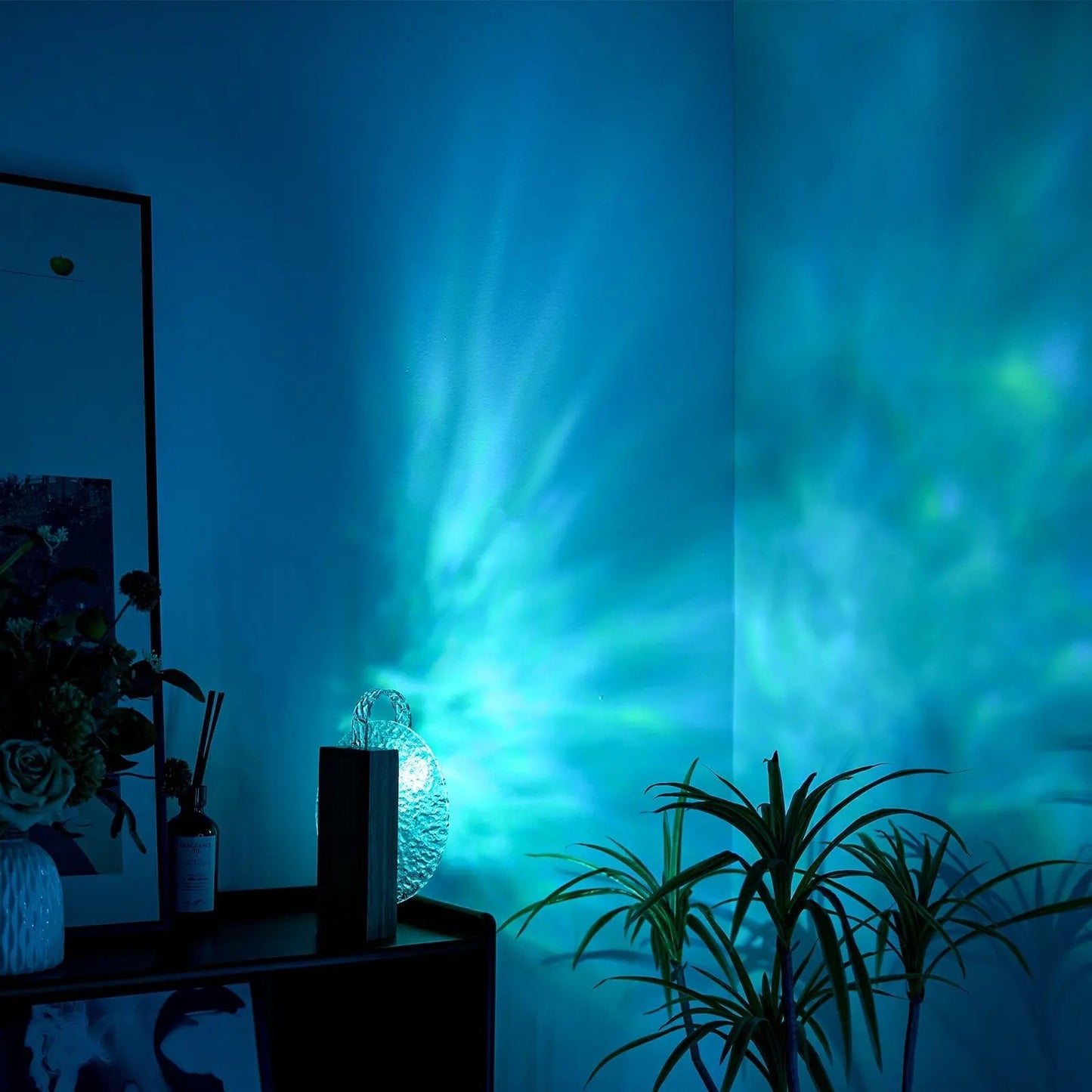 Ocean Wave Night Light Projector with Wood Base-0