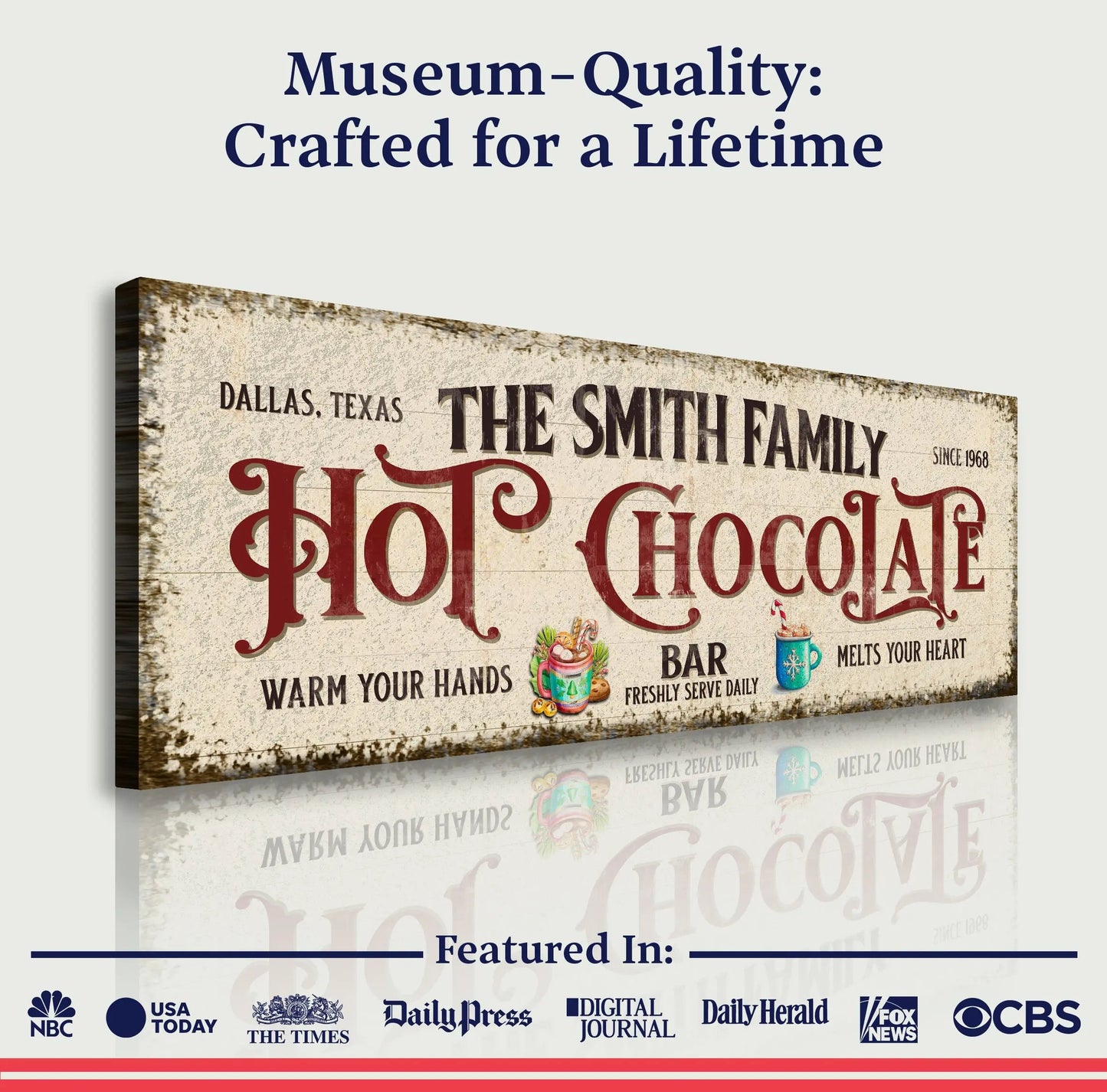 Hot Chocolate Christmas Bar Sign Tailored Canvases