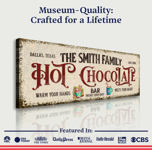 Hot Chocolate Christmas Bar Sign Tailored Canvases
