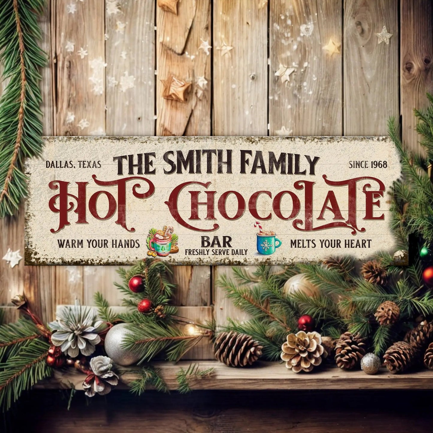 Hot Chocolate Christmas Bar Sign Tailored Canvases