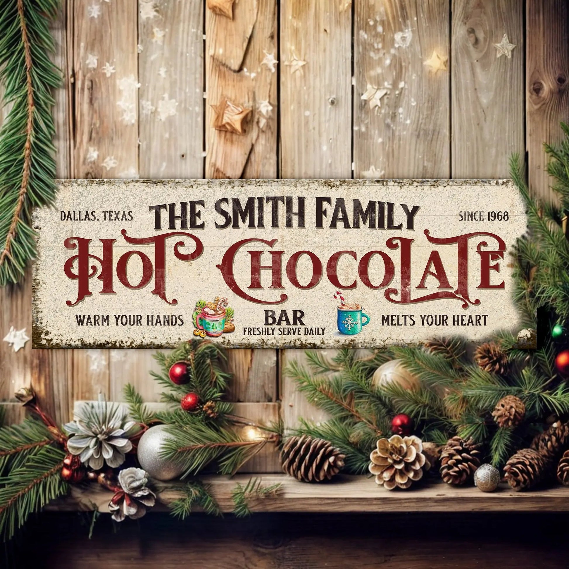 Hot Chocolate Christmas Bar Sign Tailored Canvases