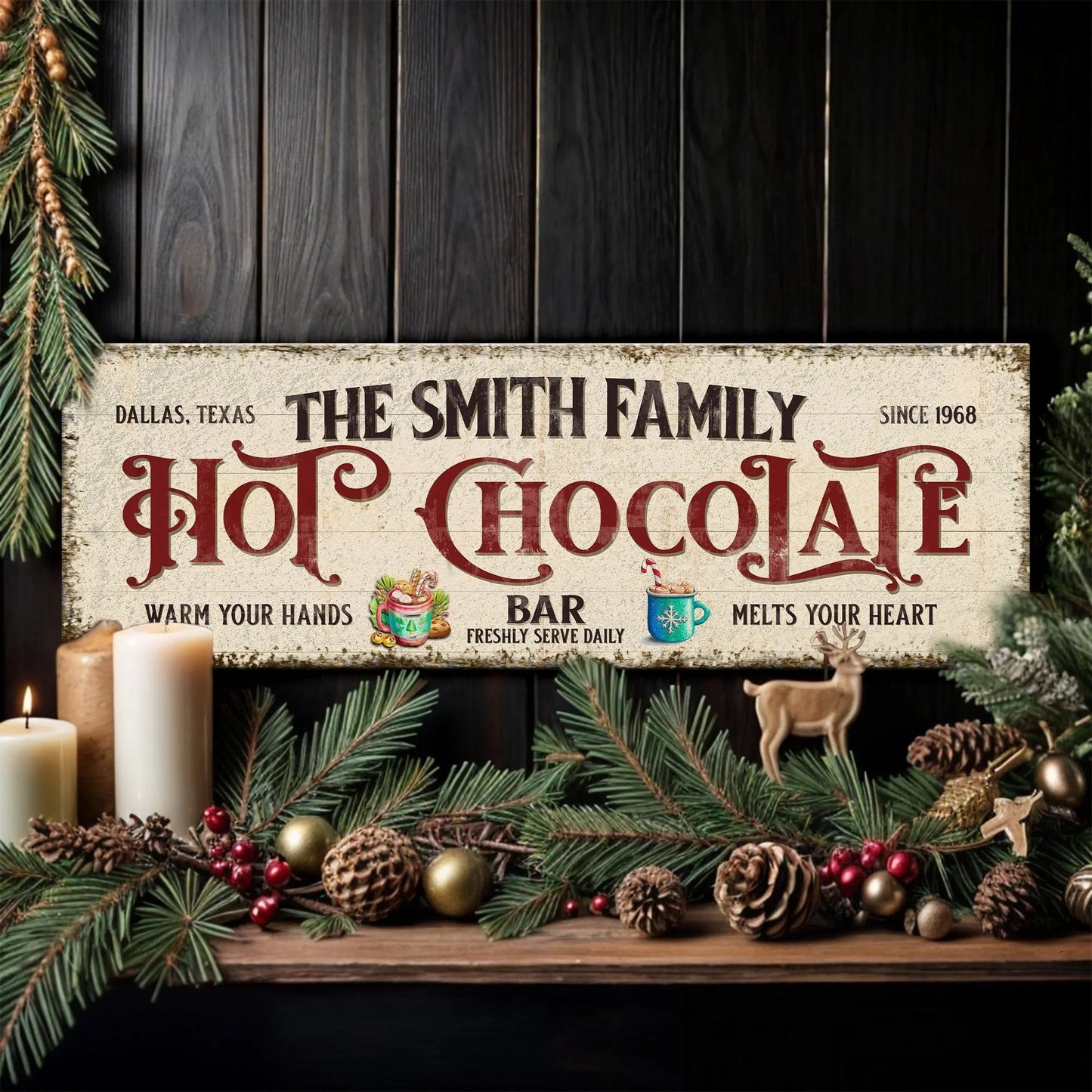 Hot Chocolate Christmas Bar Sign Tailored Canvases
