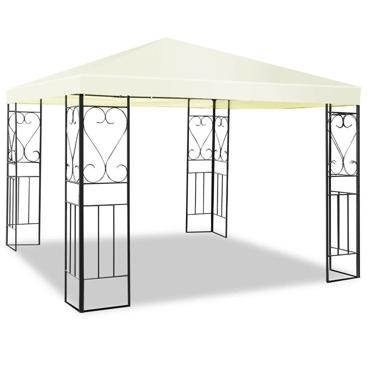 10 x 10 Ft Outdoor Steel Frame Gazebo Shelter with Waterproof Polyester Canopy-0