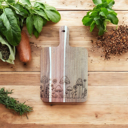 Mushroom Acacia Cutting Board, Engraved Cutting Board The McGarvey Workshop