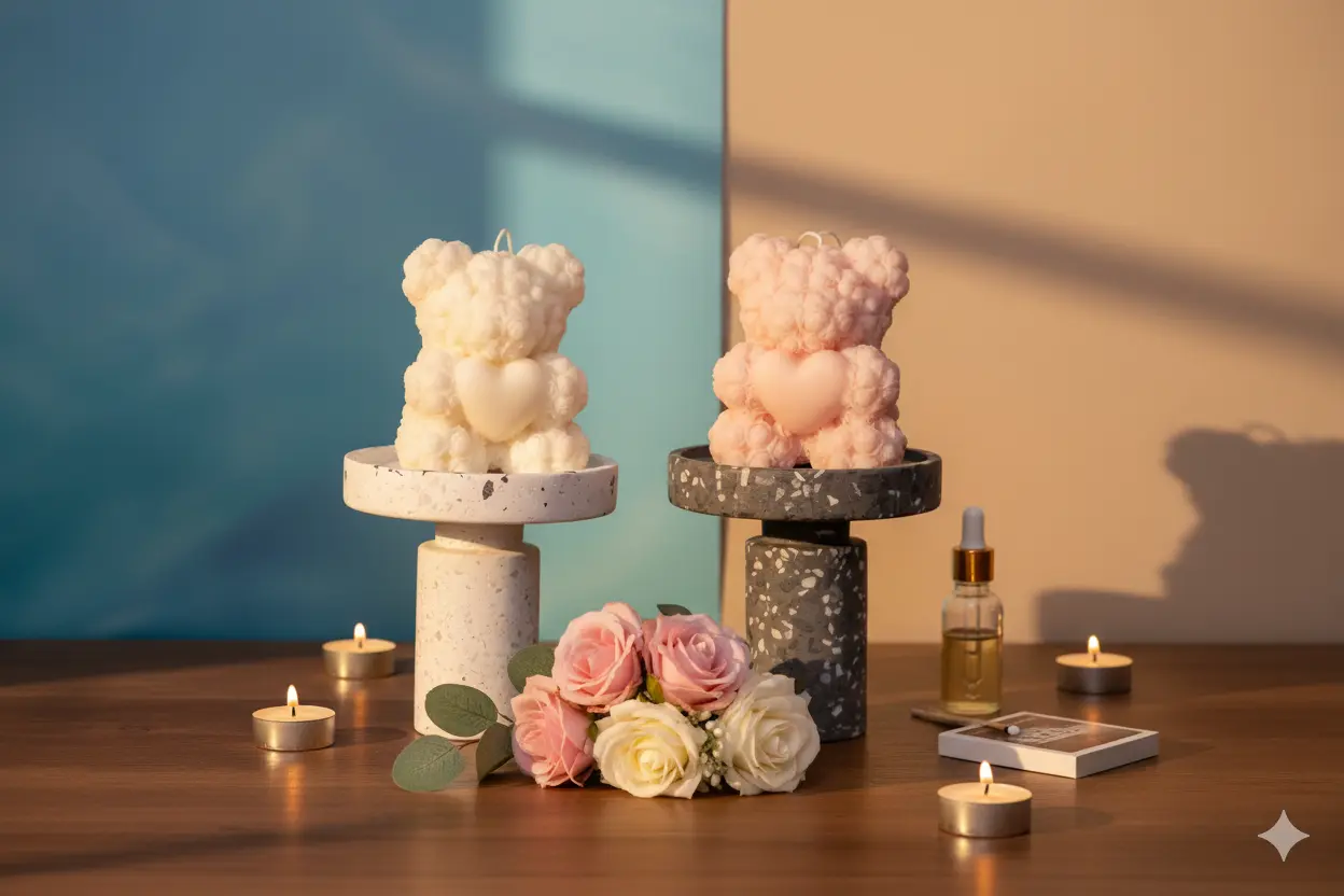 Handmade Rose Bear Candle - Unique Decorative Gift for Home Decor Crazy About Candles