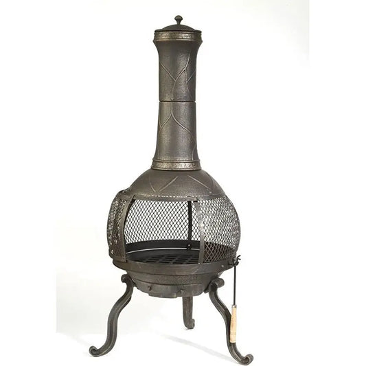 Rustic Outdoor Steel Cast Iron Chimenea Wood Fire Pit FastFurnishings