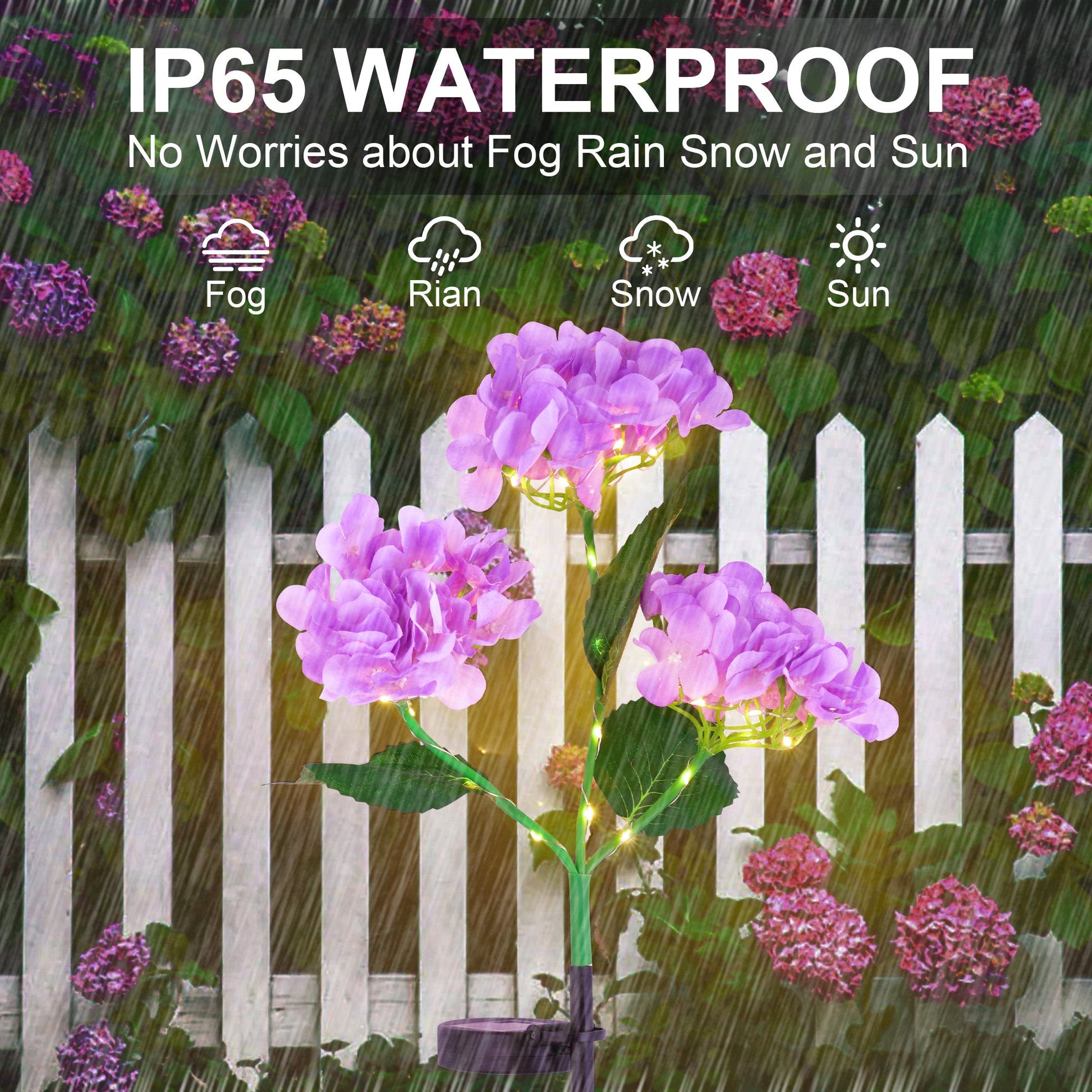 2Pcs Solar Hydrangea Pathway Light Lampdepot