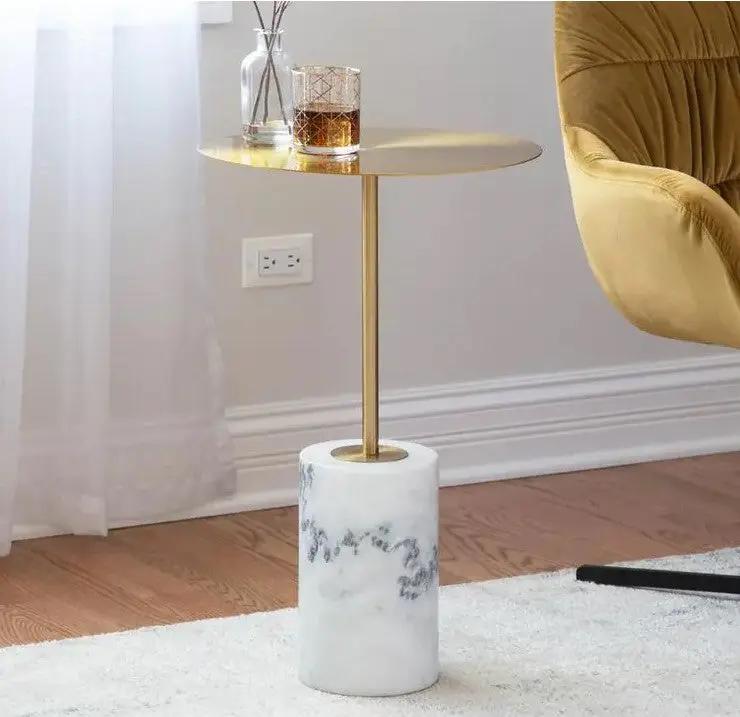 Side Table in Gold and Marble Stone Zo BlakHom