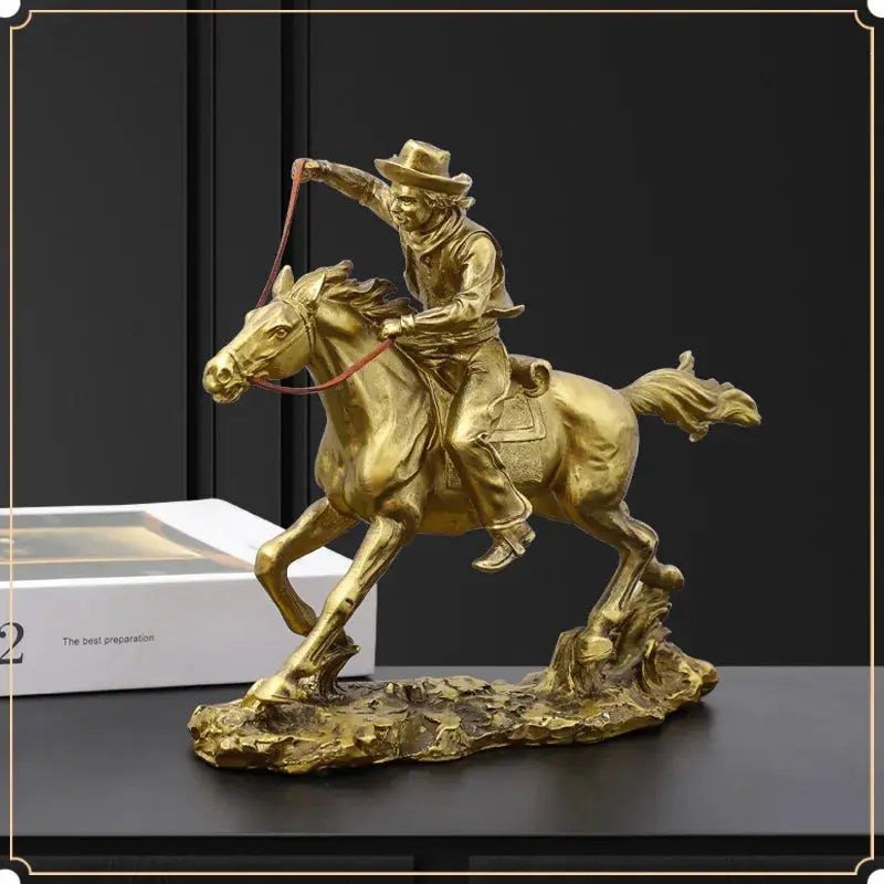 Cowboy Resin Horseman: Rustic Equestrian Home Decor OBA