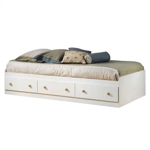 Twin size White Wood Platform Bed Daybed with Storage Drawers FastFurnishings