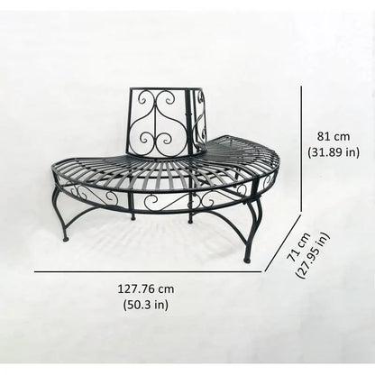 Half-Circle Outdoor Black Powder Coated Aluminum Tree Bench FastFurnishings