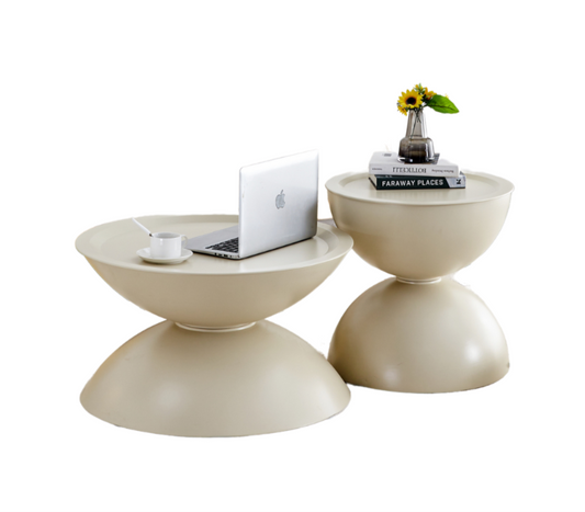 Set of 2 Milk White Coffee Table and End Table With Storage. G-BlakHom