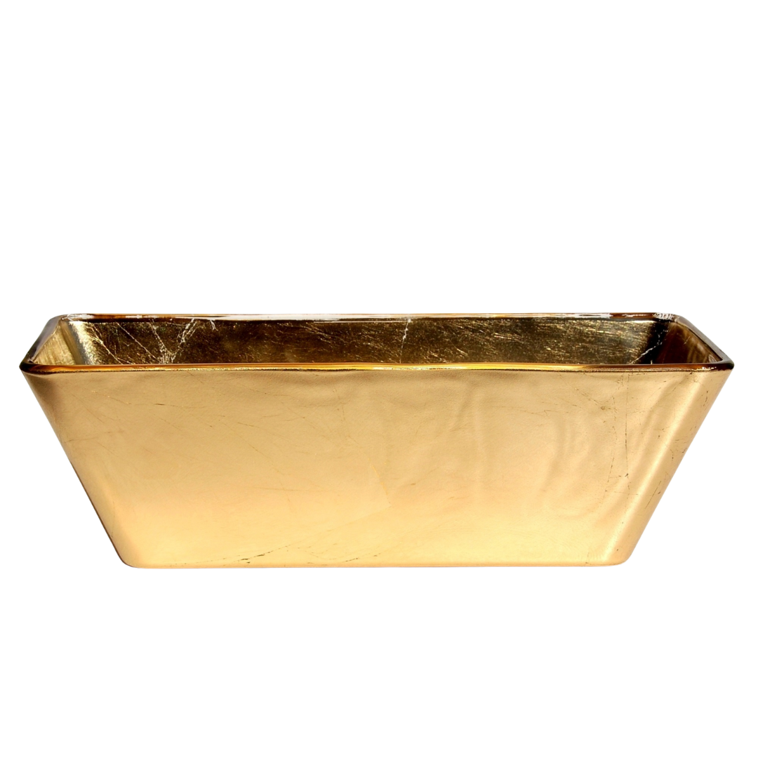 Greek Gold Gilded 13" Rectangular Bowl M BlakHom