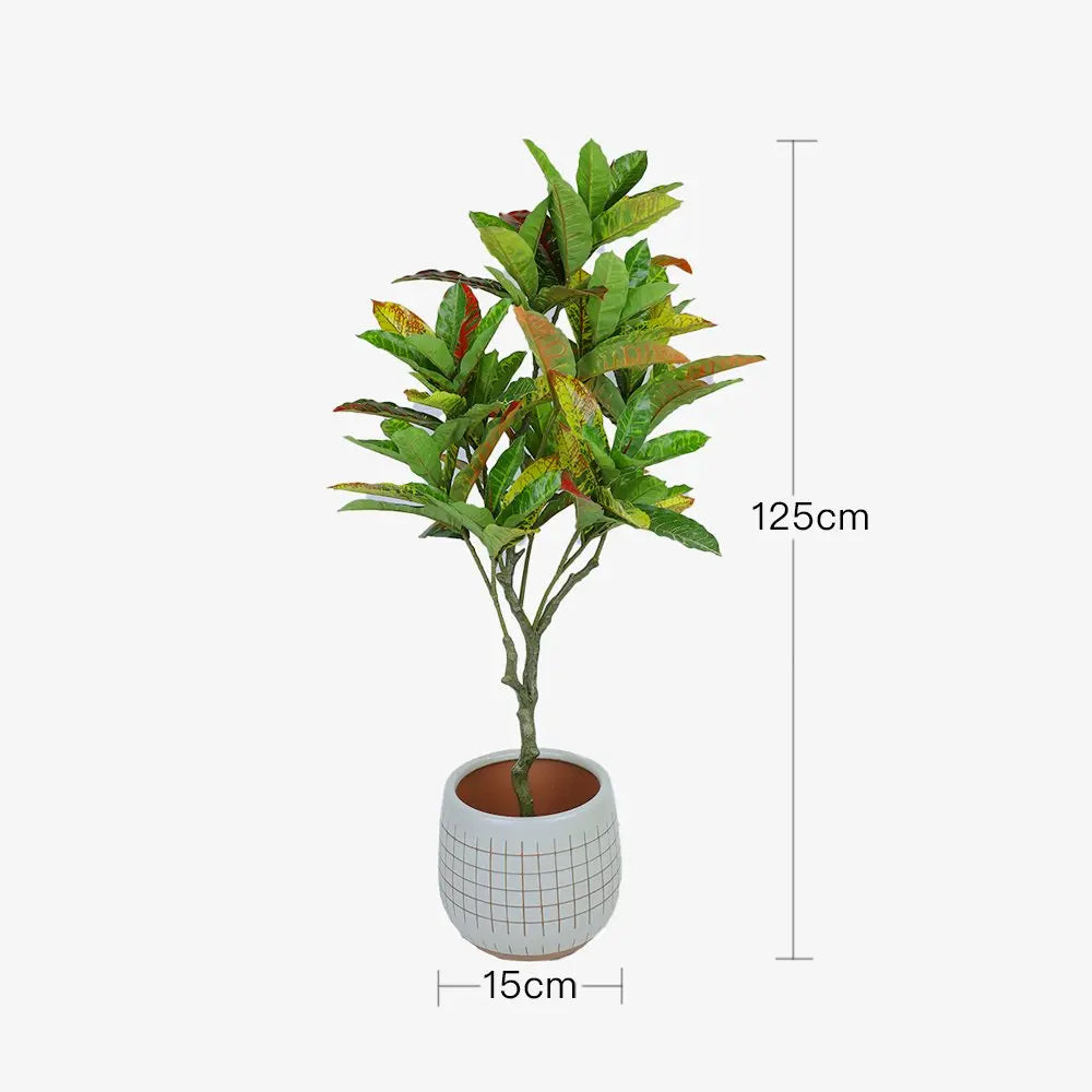 NNEDSZ 125cm Faux Artificial Home Decor Potted Codiaeum Plant NNEDSZ