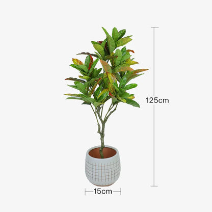 NNEDSZ 125cm Faux Artificial Home Decor Potted Codiaeum Plant NNEDSZ
