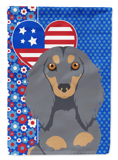 Longhair Blue and Tan Dachshund USA American House Flag Caroline's Treasures