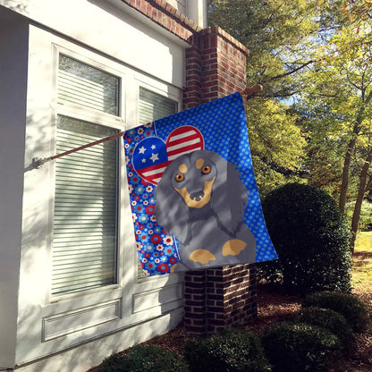 Longhair Blue and Tan Dachshund USA American House Flag Caroline's Treasures