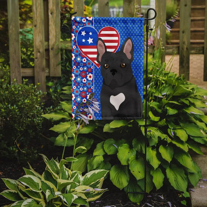 Black French Bulldog USA American Garden Flag - Vivid Treasure Zone