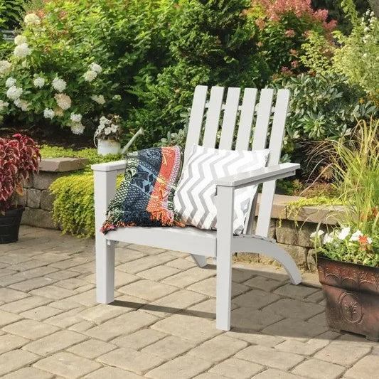 Indoor/Outdoor Acacia Wood Adirondack Lounge Armchair - White FastFurnishings