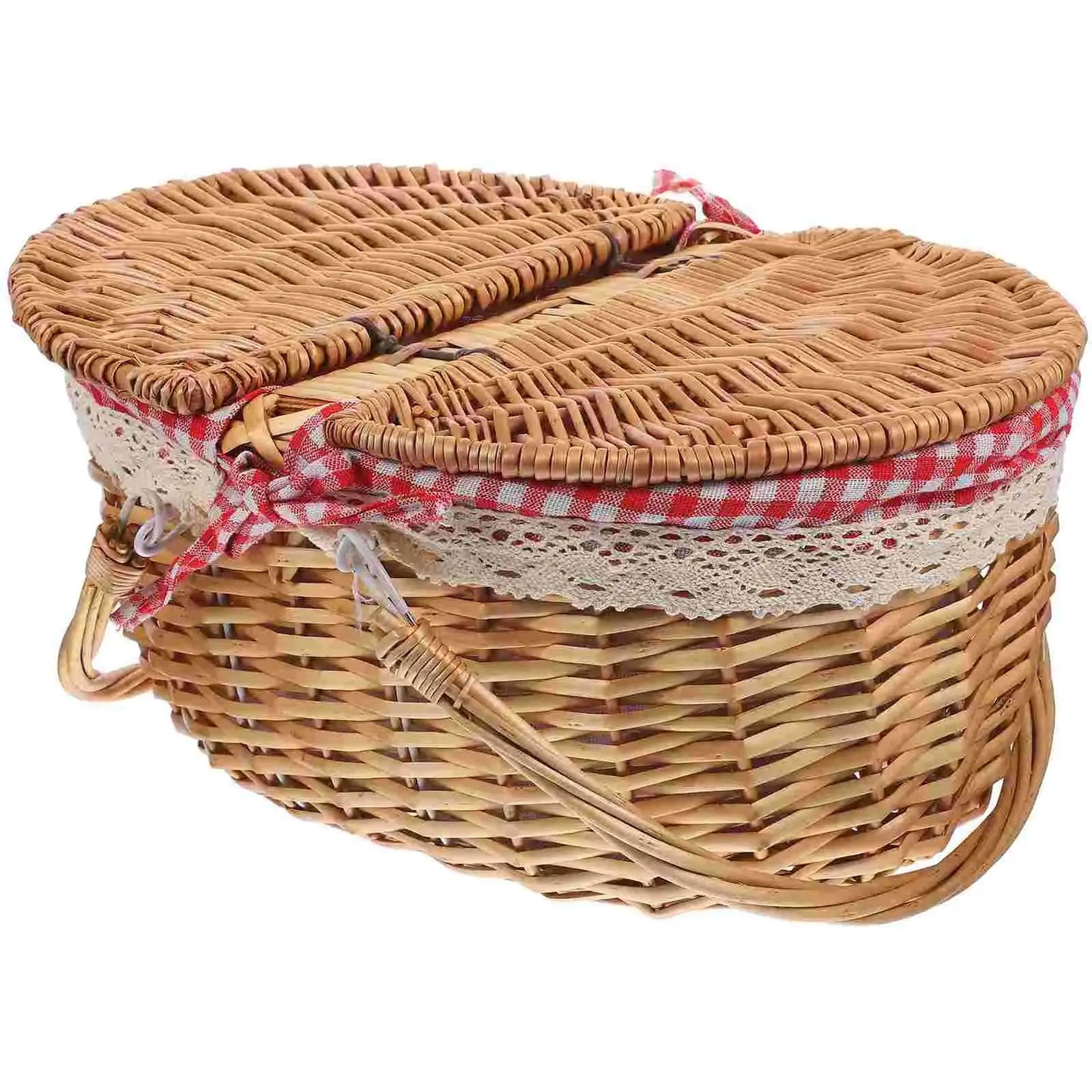 Rustic Woven Storage Basket with Handles for Home Decor OBA