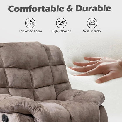 Manual Recliner Sofa Set Premium Quality Memory Foam Cushions Stain Resistant Upholstery Brown ShipItFurniture