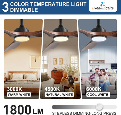 52Inch WeatherResistant Outdoor Ceiling FanWithIntegrated DimmableLEDLighting Systems-1