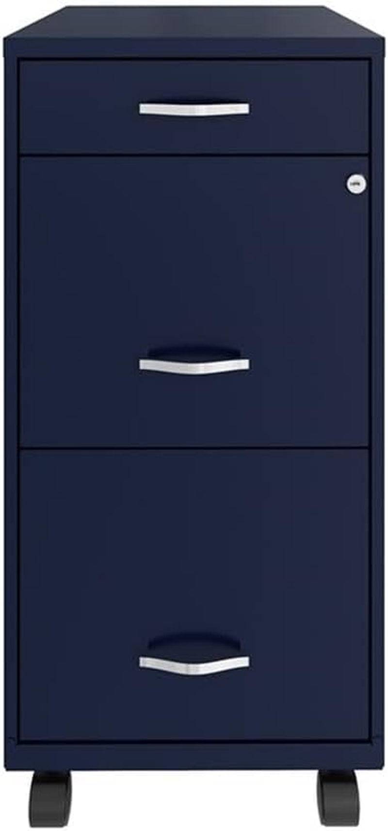 18" Deep 3 Drawer Mobile Metal File Cabinet in Navy ShipItFurniture