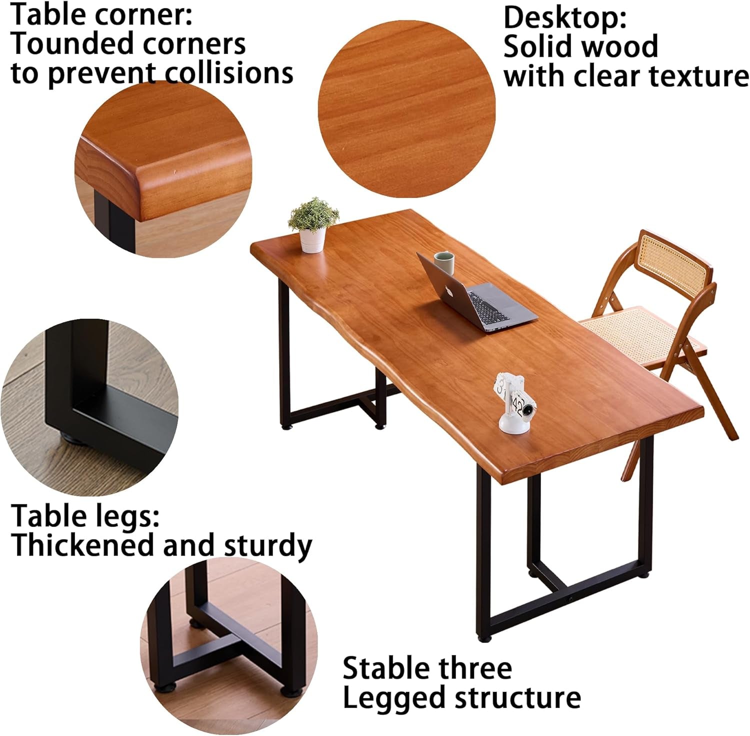 Solid Wood Desk For RestaurantOffice BrownFinish 62In ShipItFurniture