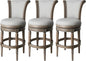 Reclaimed Oak Bar Stools, Grey Fabric (Set 3)-1